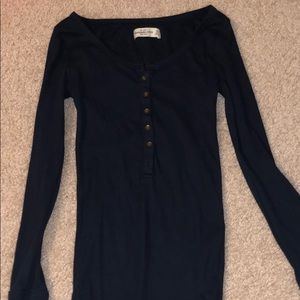 navy abercrombie button long sleeve